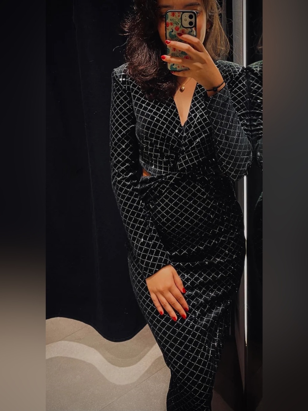 ZARA BLOGGER FAVORITE SPARKLY VELVET DRESS